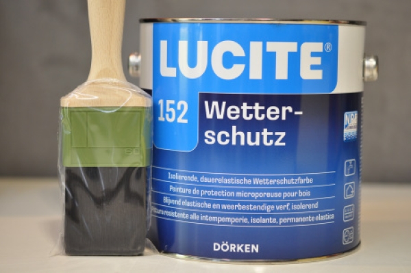 Lucite Wetterschutz 152 Weiss incl. einen hochwertigen Flächenstreicher ab 2,5 Ltr. Gebinde