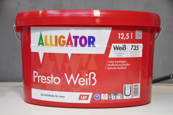 Alligator Presto Weiß LEF  Stumpfmatte Dispersions-Innenfarbe 12,5 Ltr.